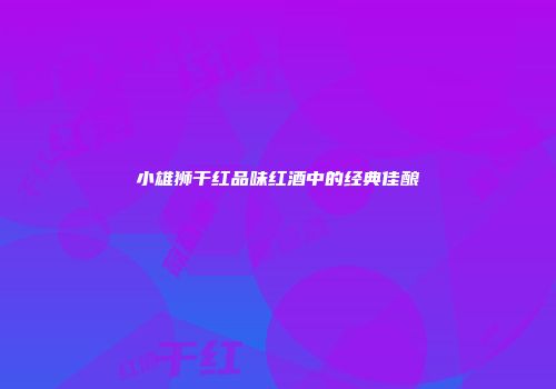小雄狮干红品味红酒中的经典佳酿