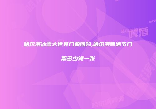 哈尔滨冰雪大世界门票团购,哈尔滨啤酒节门票多少钱一张