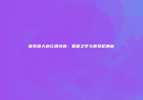 探索意大利红酒特色：意国之梦与普契尼解析