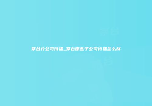 茅台分公司待遇_茅台哪些子公司待遇怎么样