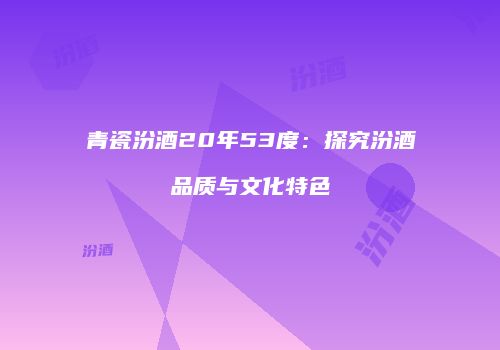 青瓷汾酒20年53度：探究汾酒品质与文化特色
