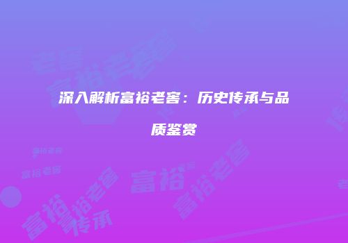 深入解析富裕老窖：历史传承与品质鉴赏