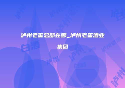 泸州老窖总部在哪_泸州老窖酒业集团