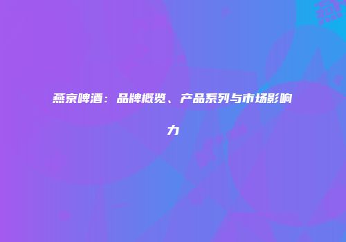 燕京啤酒：品牌概览、产品系列与市场影响力