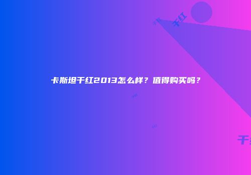 卡斯坦干红2013怎么样？值得购买吗？