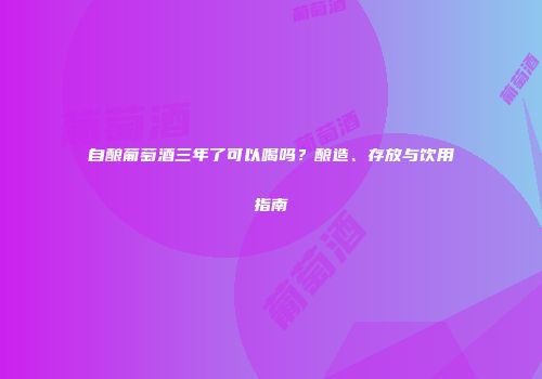 自酿葡萄酒三年了可以喝吗？酿造、存放与饮用指南