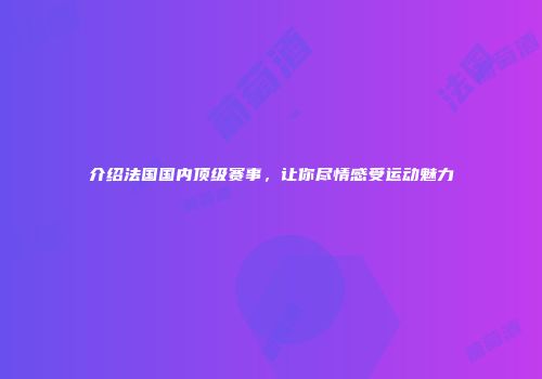 介绍法国国内顶级赛事，让你尽情感受运动魅力