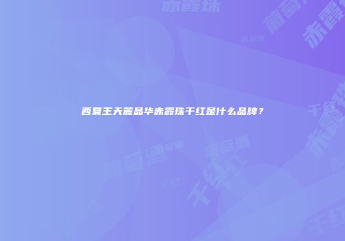 西夏王天麓晶华赤霞珠干红是什么品牌？