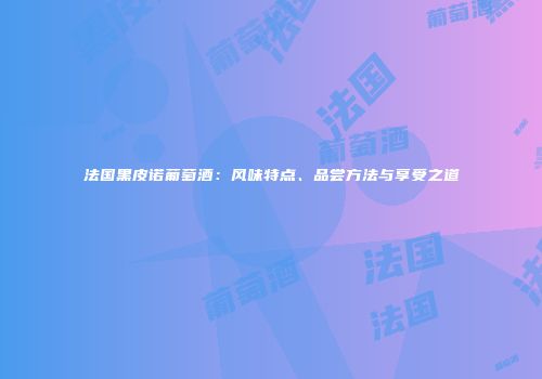 法国黑皮诺葡萄酒：风味特点、品尝方法与享受之道