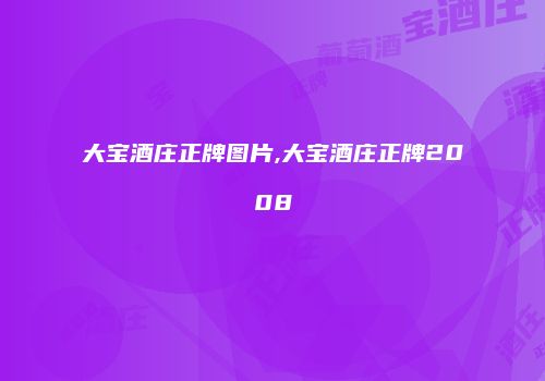 大宝酒庄正牌图片,大宝酒庄正牌2008
