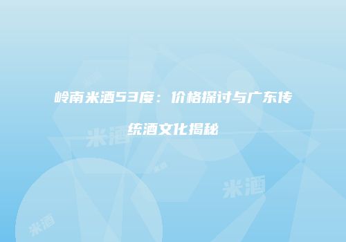 岭南米酒53度：价格探讨与广东传统酒文化揭秘