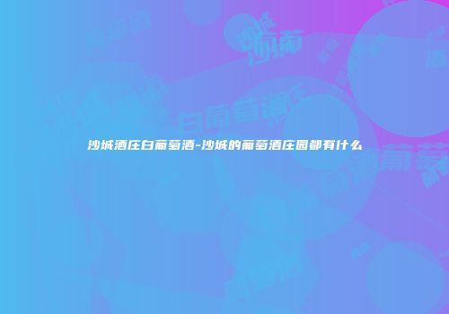 沙城酒庄白葡萄酒-沙城的葡萄酒庄园都有什么