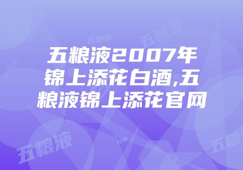 五粮液2007年锦上添花白酒,五粮液锦上添花官网