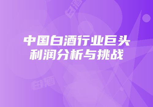 中国白酒行业巨头利润分析与挑战