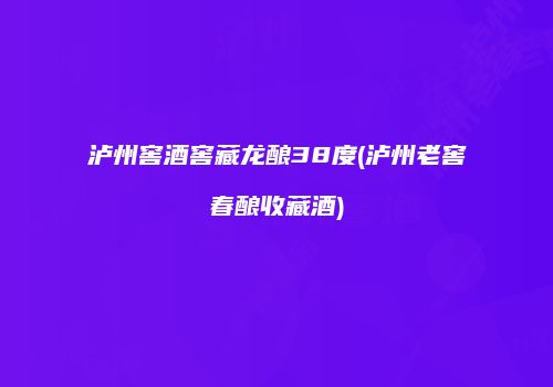 泸州窖酒窖藏龙酿38度(泸州老窖春酿收藏酒)