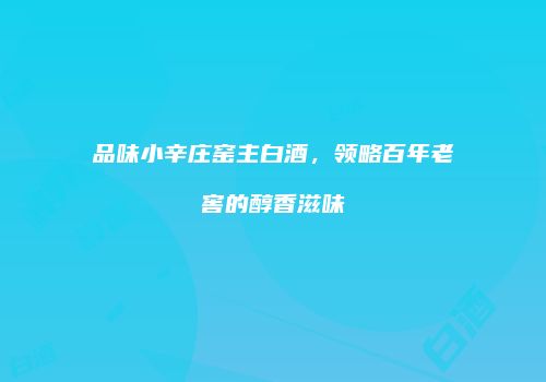 品味小辛庄窑主白酒，领略百年老窖的醇香滋味