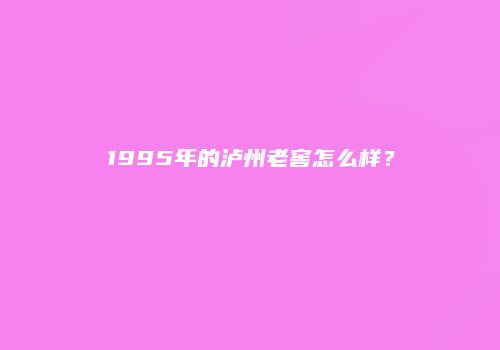 1995年的泸州老窖怎么样？