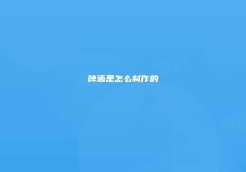 啤酒是怎么制作的