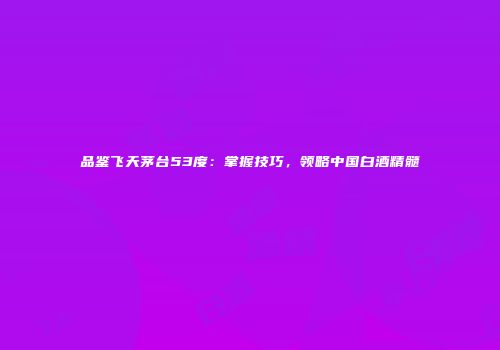 品鉴飞天茅台53度：掌握技巧，领略中国白酒精髓