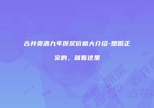 古井贡酒九年原浆价格大介绍-想喝正宗的，就看这里