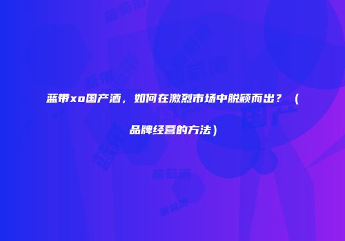 蓝带xo国产酒，如何在激烈市场中脱颖而出？（品牌经营的方法）