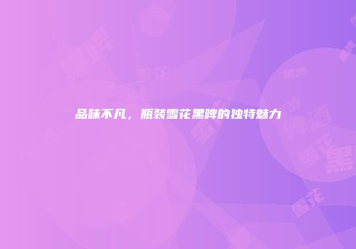 品味不凡，瓶装雪花黑啤的独特魅力