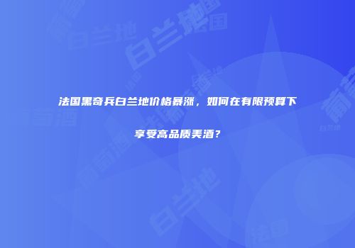 法国黑奇兵白兰地价格暴涨，如何在有限预算下享受高品质美酒？