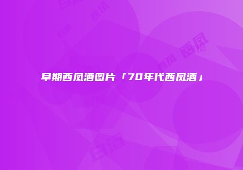 早期西凤酒图片「70年代西凤酒」
