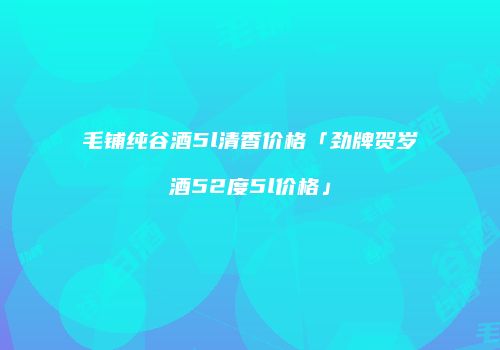毛铺纯谷酒5l清香价格「劲牌贺岁酒52度5l价格」