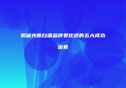 揭秘光瓶白酒品牌受欢迎的五大成功因素