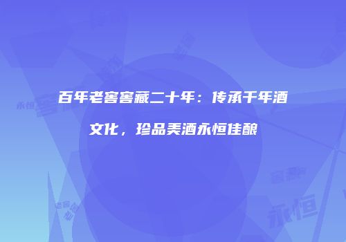 百年老窖窖藏二十年：传承千年酒文化，珍品美酒永恒佳酿