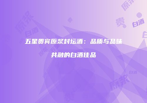 五星贵宾原浆封坛酒：品质与品味共融的白酒佳品