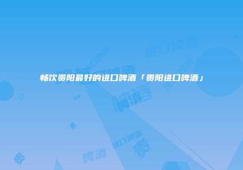 畅饮贵阳最好的进口啤酒「贵阳进口啤酒」