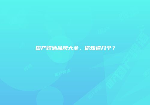 国产啤酒品牌大全，你知道几个？