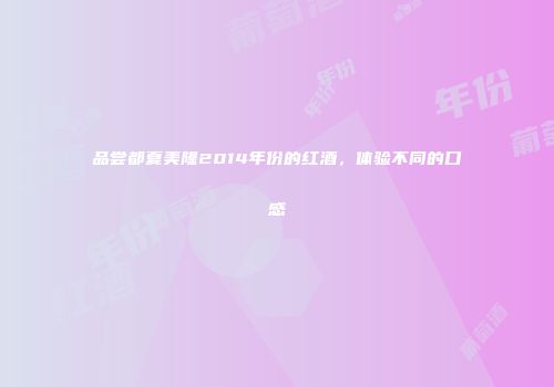 品尝都夏美隆2014年份的红酒，体验不同的口感