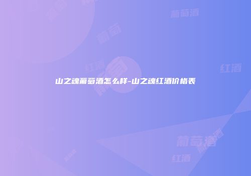 山之魂葡萄酒怎么样-山之魂红酒价格表