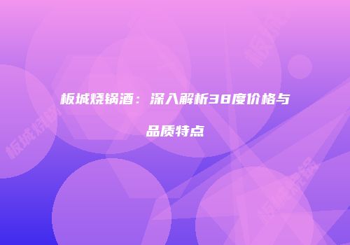 板城烧锅酒：深入解析38度价格与品质特点