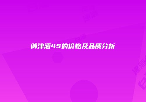 御津酒45的价格及品质分析