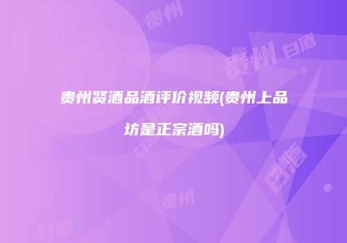 贵州贤酒品酒评价视频(贵州上品坊是正宗酒吗)