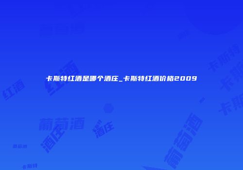 卡斯特红酒是哪个酒庄_卡斯特红酒价格2009