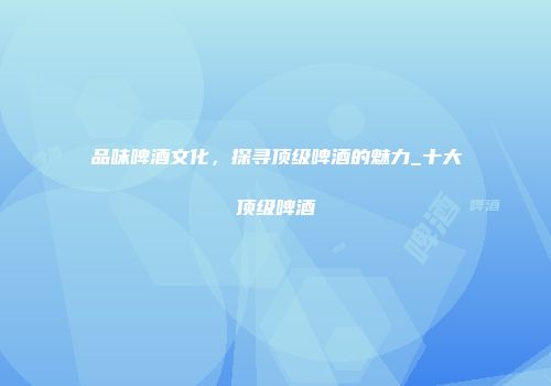 品味啤酒文化，探寻顶级啤酒的魅力_十大顶级啤酒