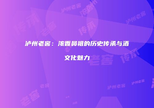 泸州老窖：浓香鼻祖的历史传承与酒文化魅力