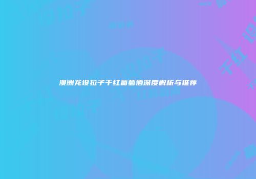 澳洲龙设拉子干红葡萄酒深度解析与推荐
