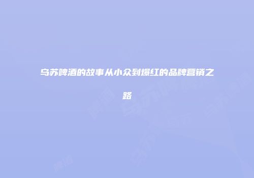 乌苏啤酒的故事从小众到爆红的品牌营销之路