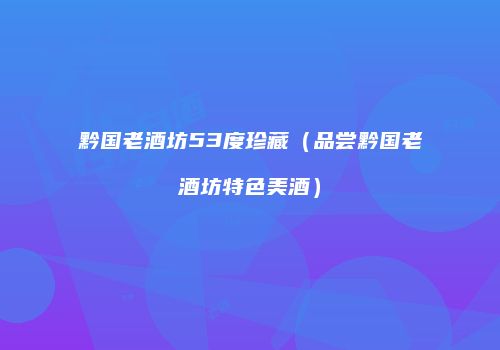 黔国老酒坊53度珍藏（品尝黔国老酒坊特色美酒）