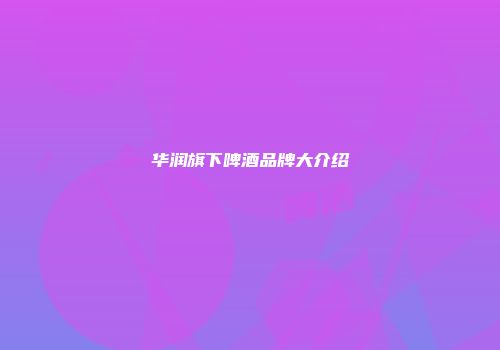 华润旗下啤酒品牌大介绍