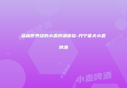 品味世界级的小麦啤酒体验-丹宁霍夫小麦啤酒