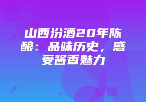 山西汾酒20年陈酿：品味历史，感受酱香魅力