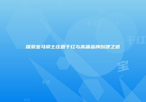 探索宝马骑士庄园干红与高端品牌创建之道
