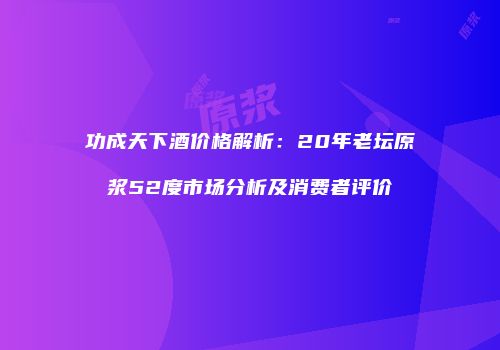 功成天下酒价格解析：20年老坛原浆52度市场分析及消费者评价